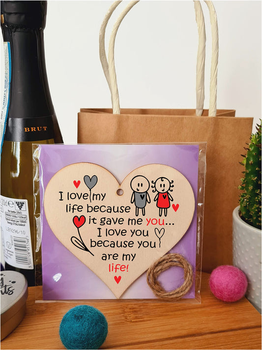 Handmade Wooden Hanging Heart Plaque Gift perfect for your Boyfriend or Girlfriend Romantic Keepsake