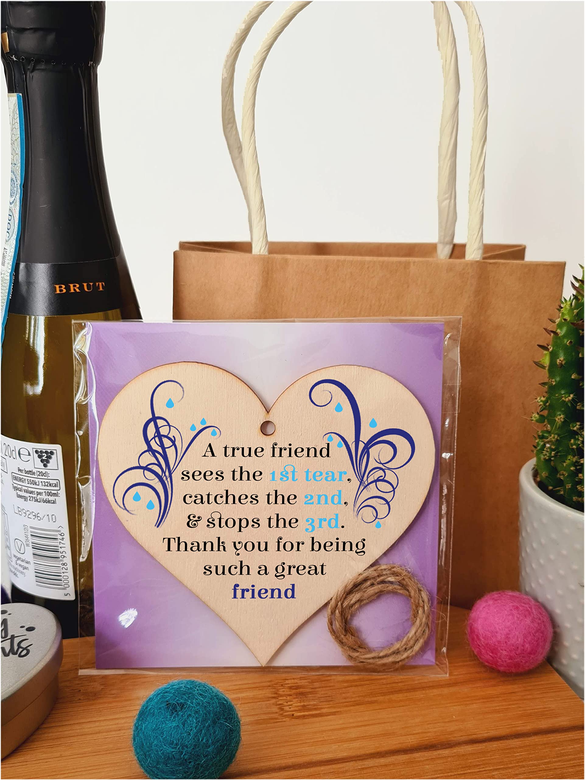 Handmade Wooden Hanging Heart Plaque Gift Perfect for your Best Friend Friendship Keepsake