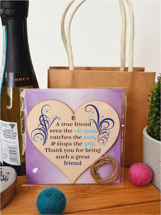 Handmade Wooden Hanging Heart Plaque Gift Perfect for your Best Friend Friendship Keepsake