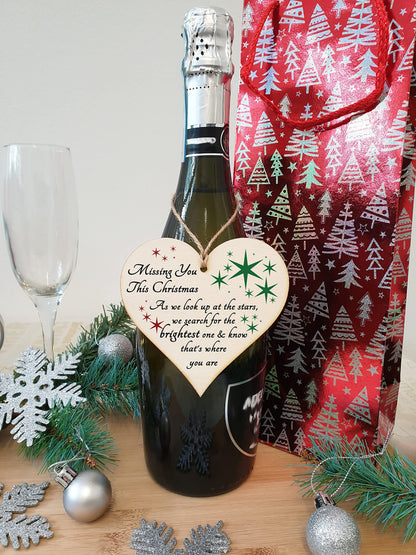 Handmade Wooden Hanging Heart Plaque Gift to Remember Lost Loved Ones at Christmas