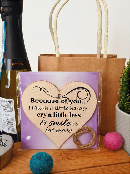 Handmade Wooden Hanging Heart Plaque Gift Perfect for your Best Friend Friendship Keepsake