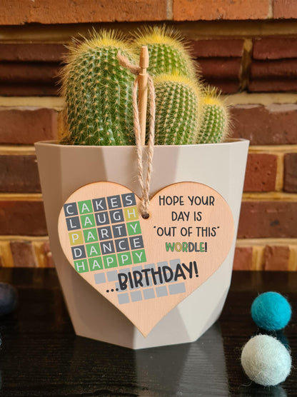 The Plum Penguin Handmade Wooden Hanging Heart Plaque Gift Happy Birthday Hope its out of this world Wordle Fun Words