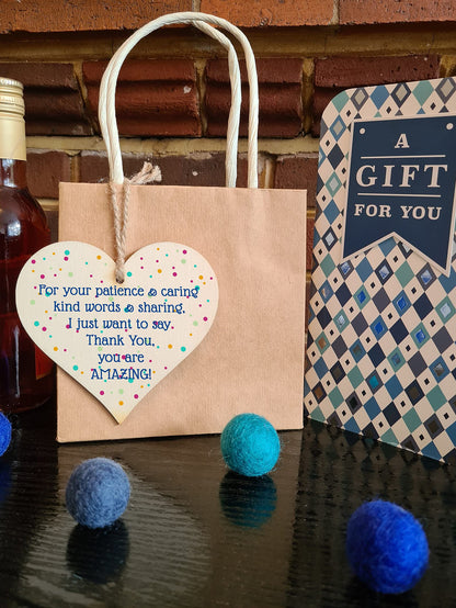 The Plum Penguin Handmade Wooden Hanging Heart Plaque Gift Thank You Amazing Friendship Teacher Colleague Present Card Alternative