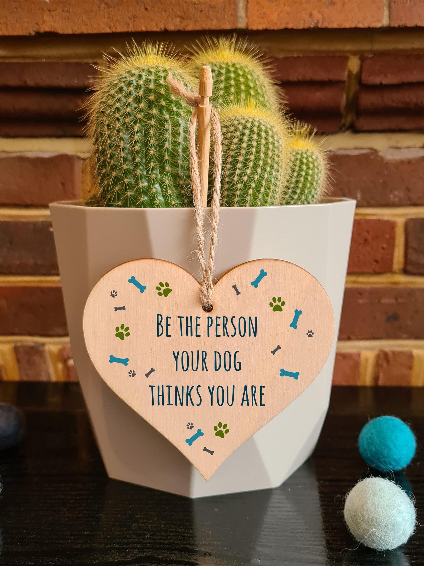 The Plum Penguin Handmade Wooden Hanging Heart Plaque Gift Be Person Dog Thinks You Are Funny Wall Hanger Pet Decoration Card Alternative