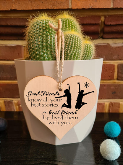 Handmade Wooden Hanging Heart Plaque Gift Perfect for your Best Friend Friendship Keepsake