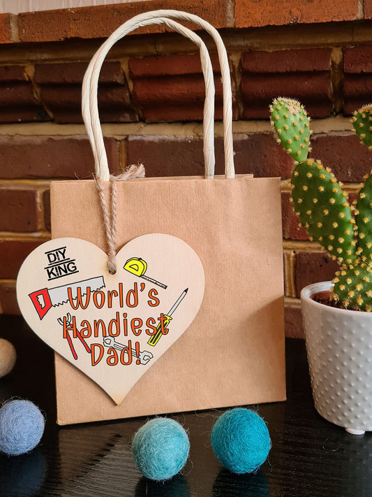 Handmade Wooden Hanging Heart Plaque Gift for Dad this Fathers Day Novelty Fun Thoughtful Keepsake for DIY Fan
