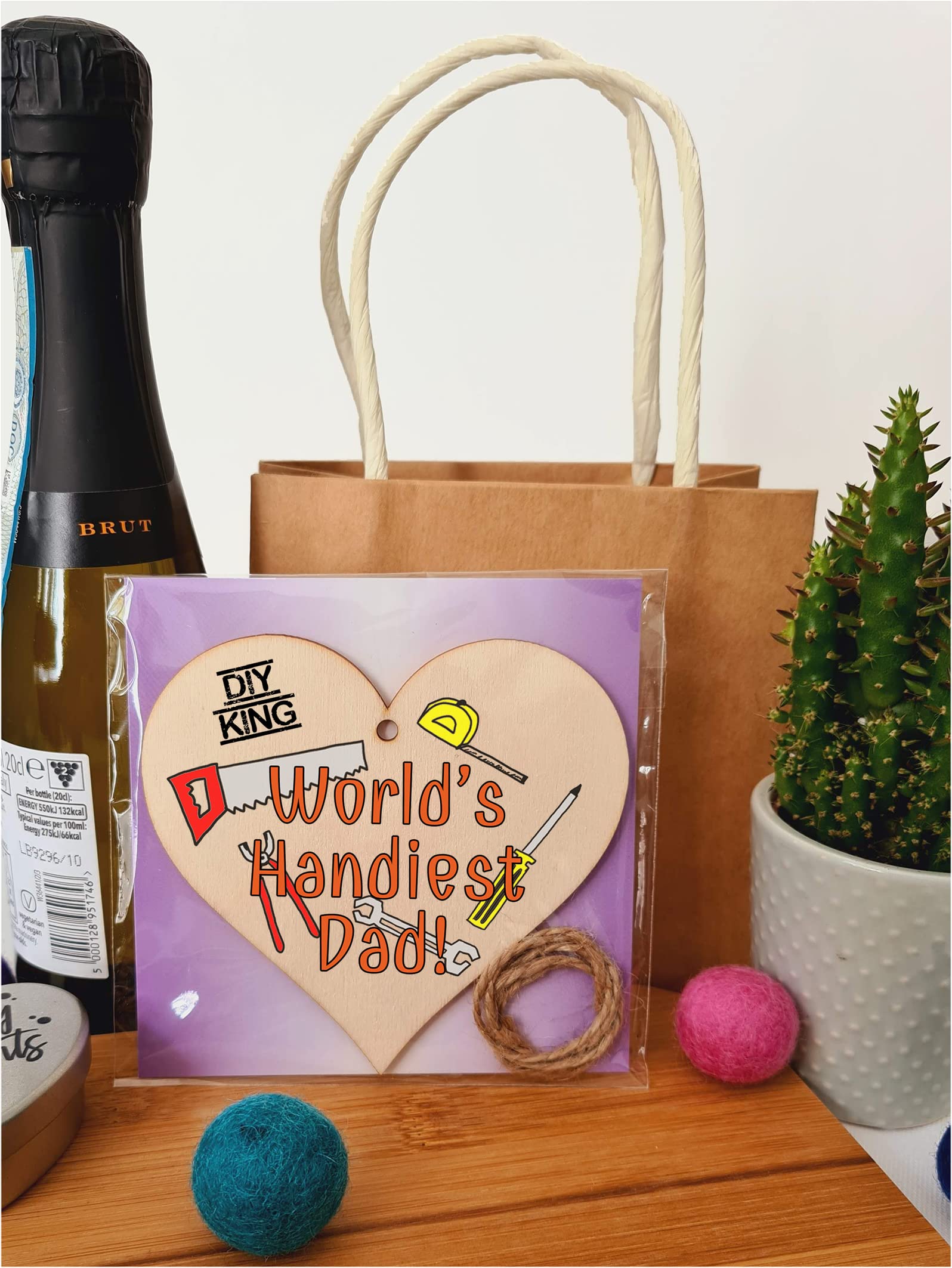Handmade Wooden Hanging Heart Plaque Gift for Dad this Fathers Day Novelty Fun Thoughtful Keepsake for DIY Fan