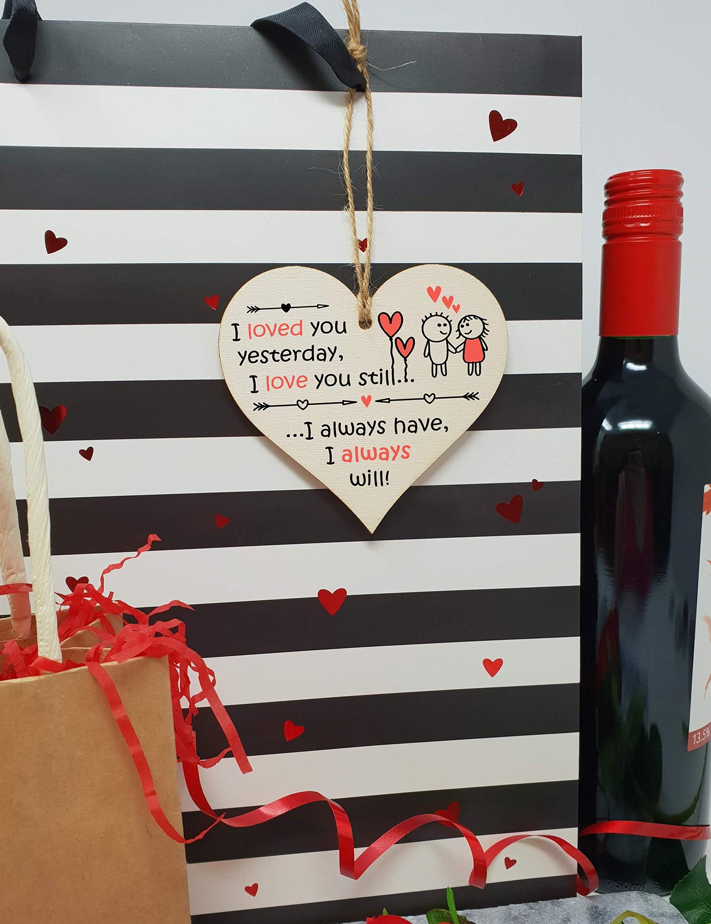 The Plum Penguin Handmade Wooden Hanging Heart Plaque Valentine's Gift for someone special boyfriend girlfriend husband wife romantic keepsake