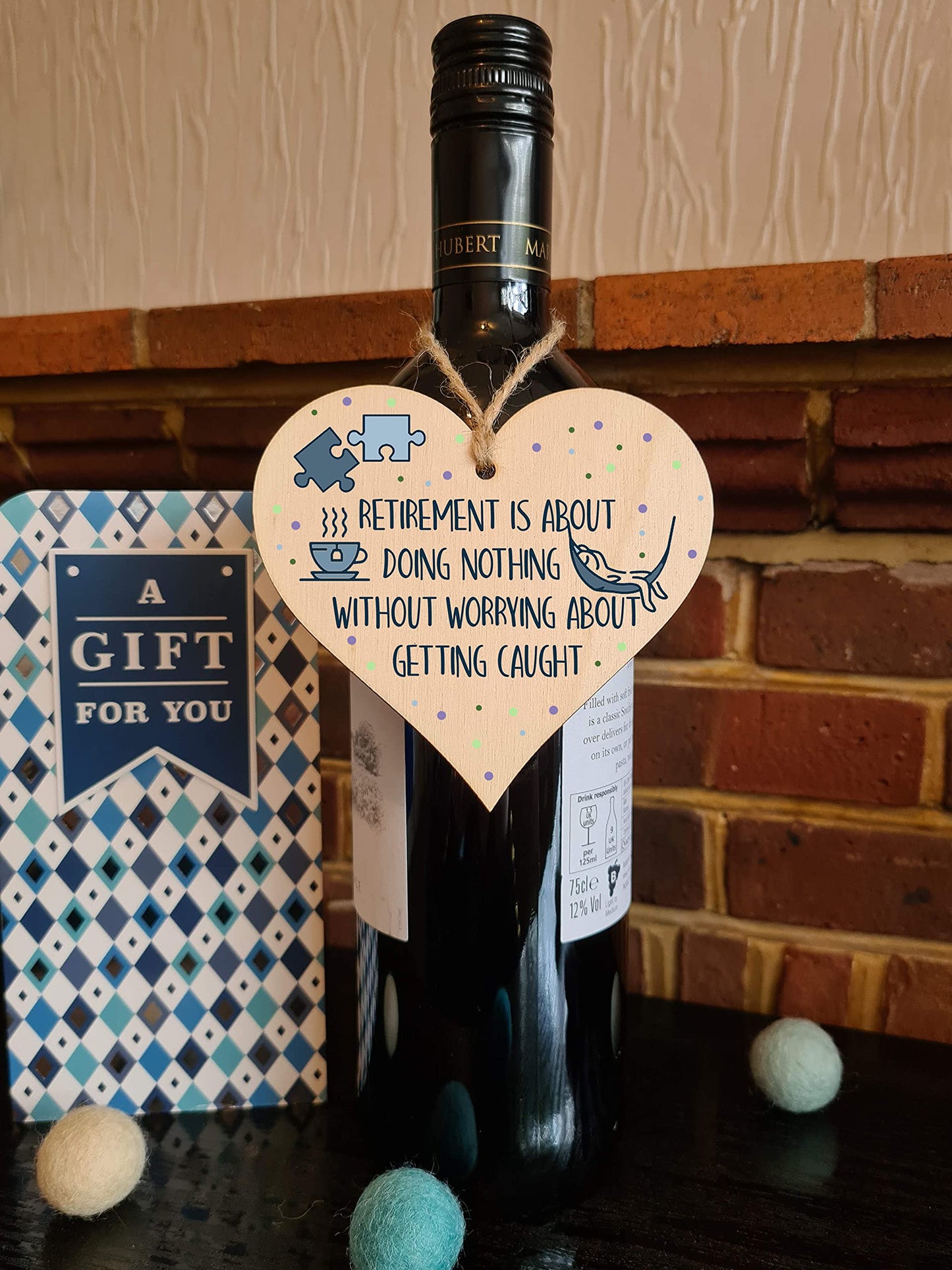 The Plum Penguin Handmade Wooden Hanging Heart Plaque Gift Retirement Doing Nothing Without Worrying Leaving Card Alternative Friend Colleague Present