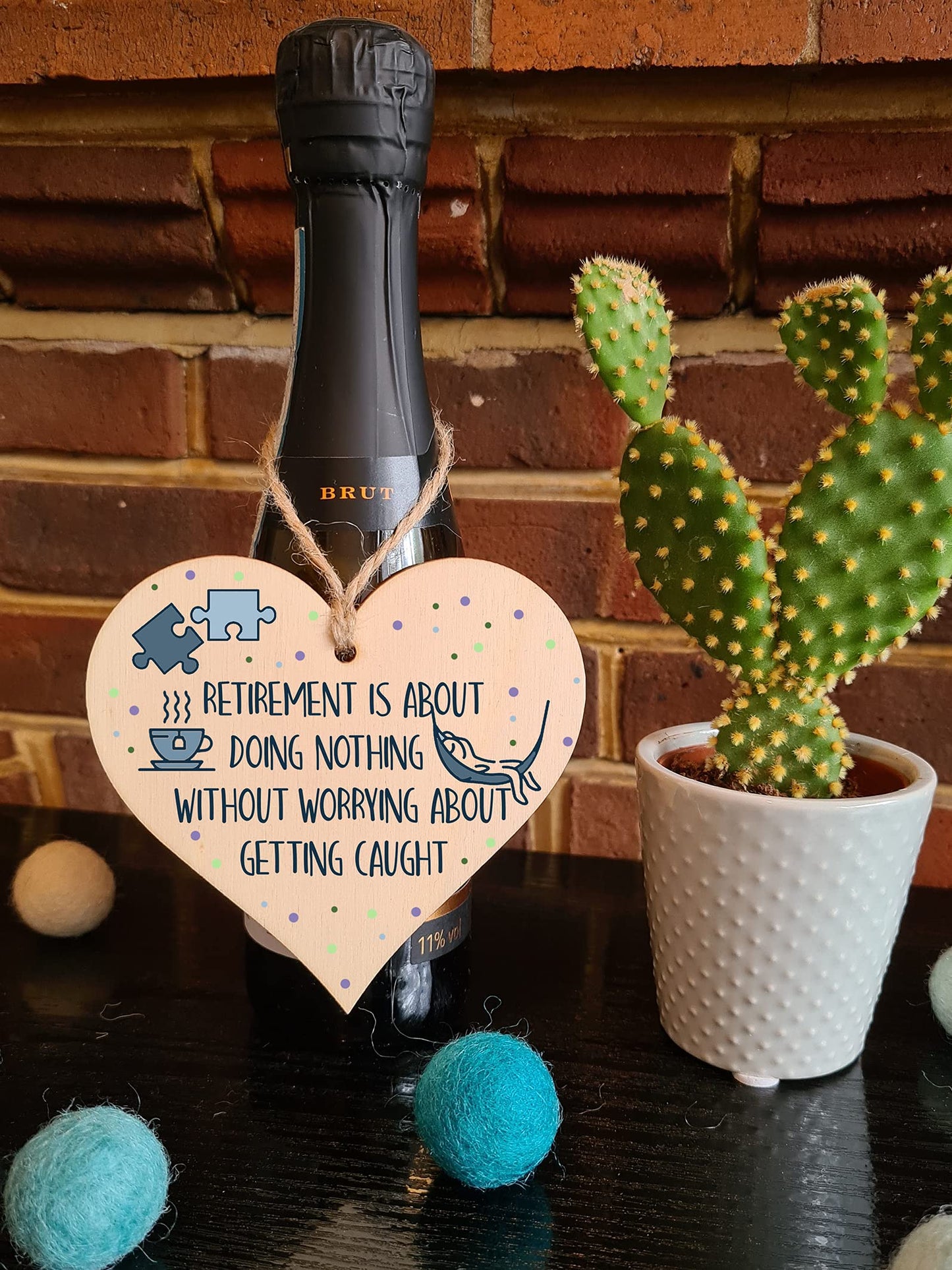 The Plum Penguin Handmade Wooden Hanging Heart Plaque Gift Retirement Doing Nothing Without Worrying Leaving Card Alternative Friend Colleague Present