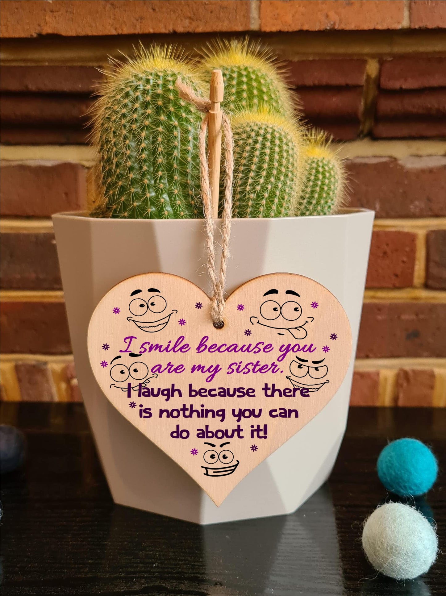 Handmade Wooden Hanging Heart Plaque Gift Perfect for Sisters Lovely Friendship Keepsake