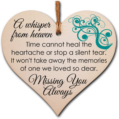 Handmade Wooden Hanging Heart Plaque Gift to Remember Lost Loved Ones