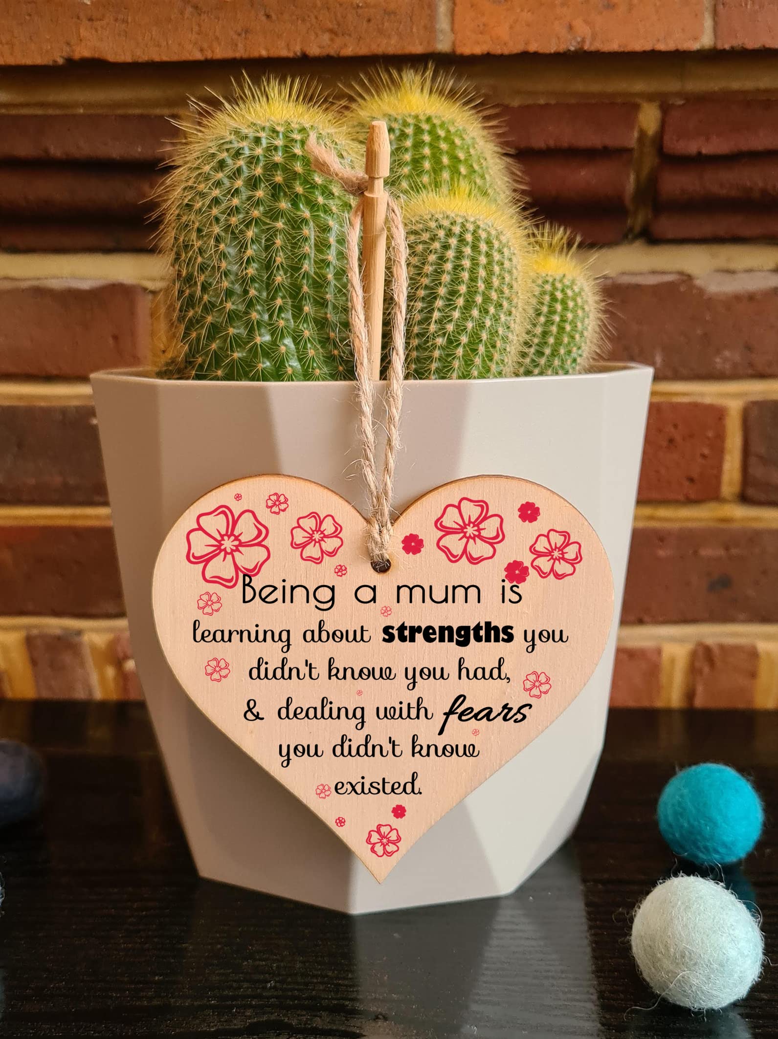 Handmade Wooden Hanging Heart Plaque Gift for Mum Loving Thoughtful Present