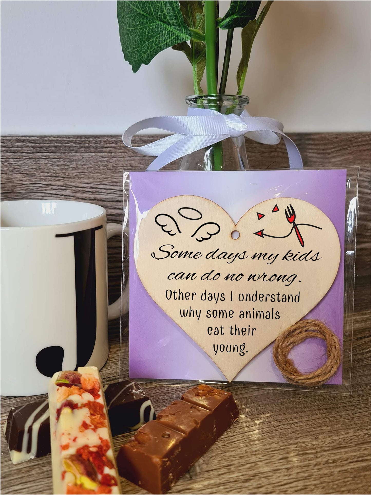 Handmade Wooden Hanging Heart Plaque Gift for Mum Funny Gift about Motherhood