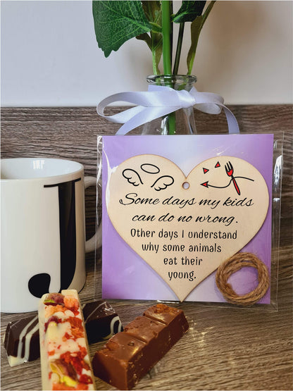 Handmade Wooden Hanging Heart Plaque Gift for Mum Funny Gift about Motherhood