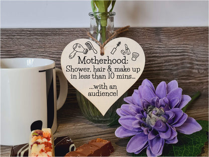 Handmade Wooden Hanging Heart Plaque Gift for Mum Funny Gift about Motherhood