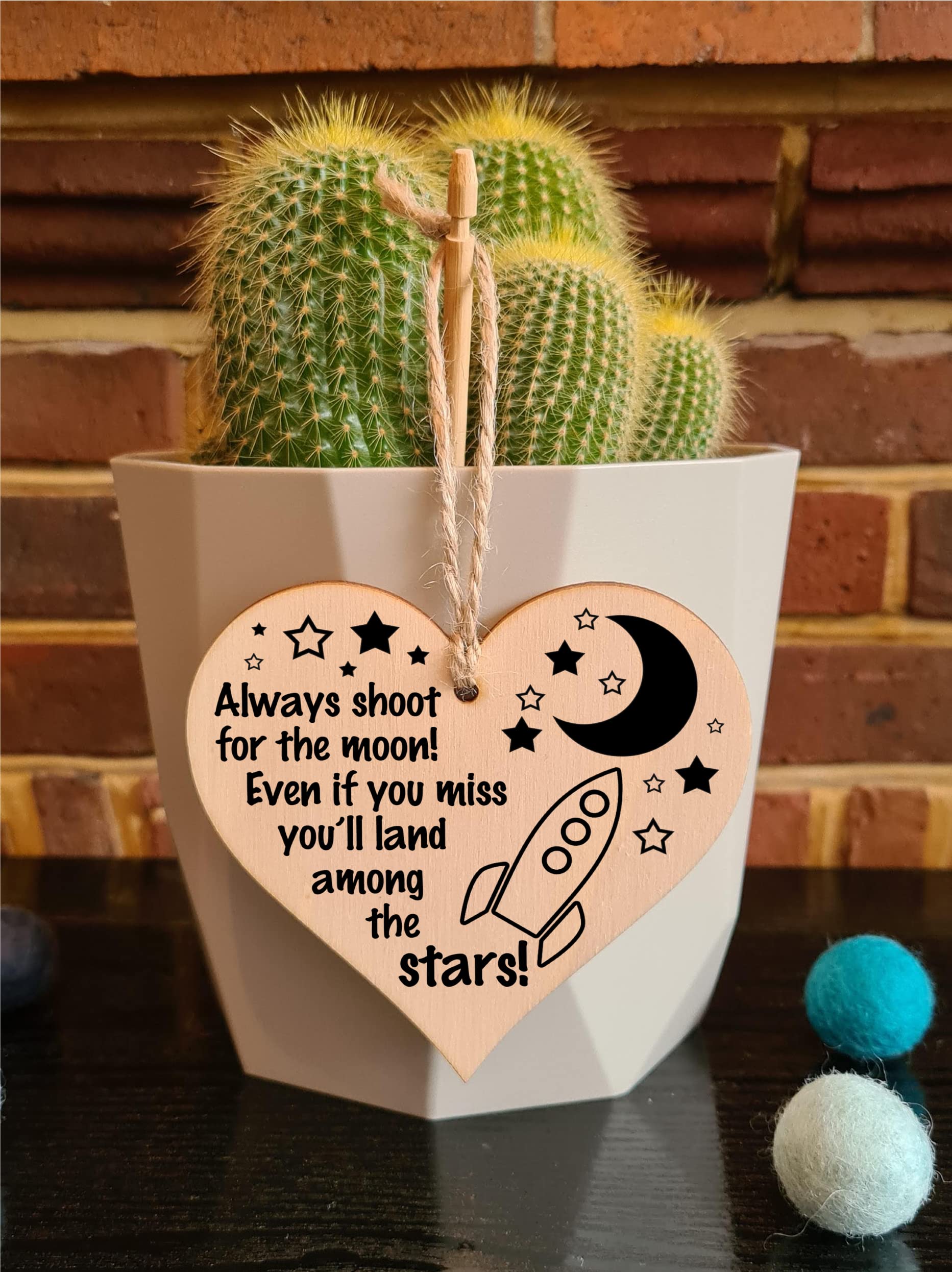 Handmade Wooden Hanging Heart Plaque Gift for Someone Special Inspirational Gift or Self Motivational Treat