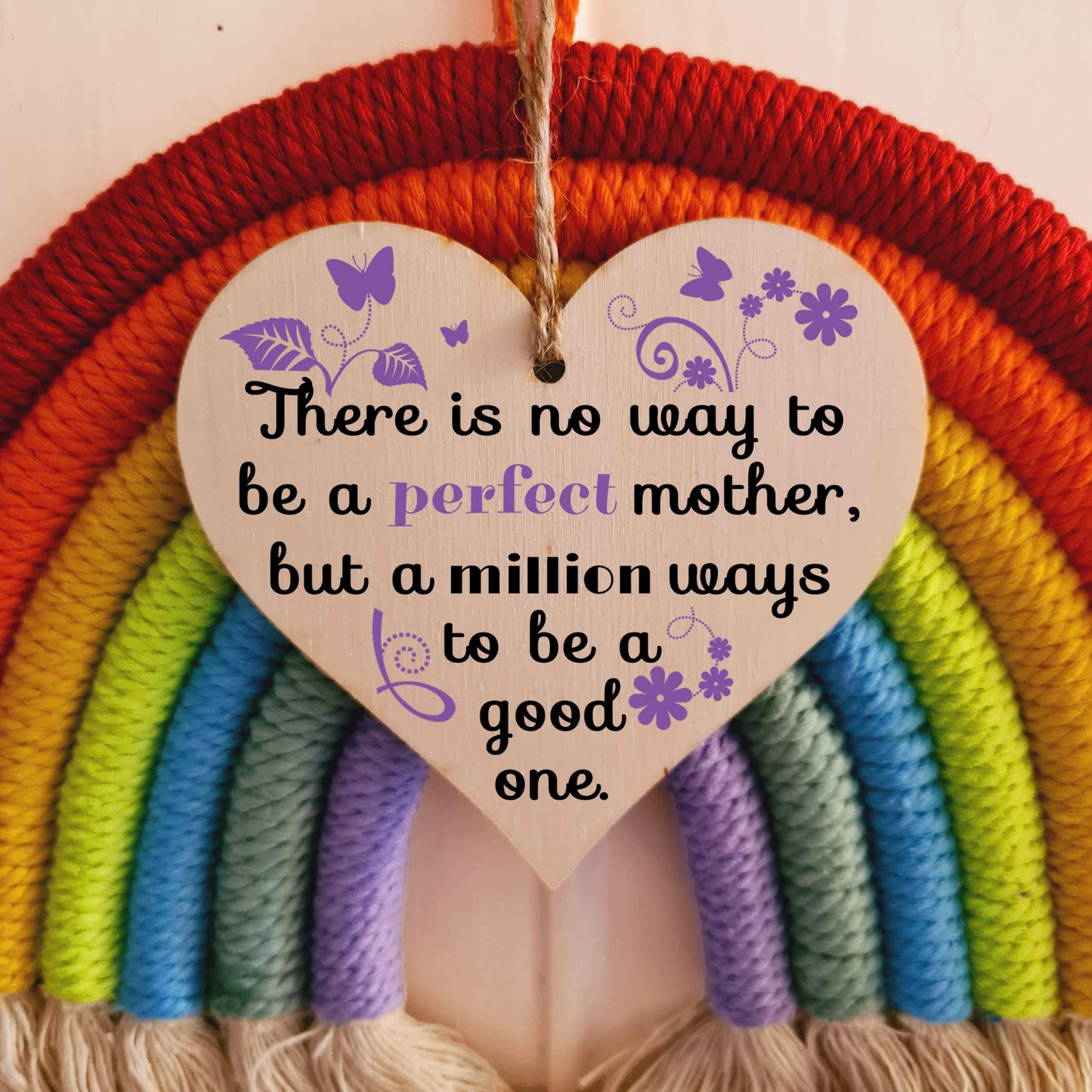 Handmade Wooden Hanging Heart Plaque Gift for Mum Loving Thoughtful Present