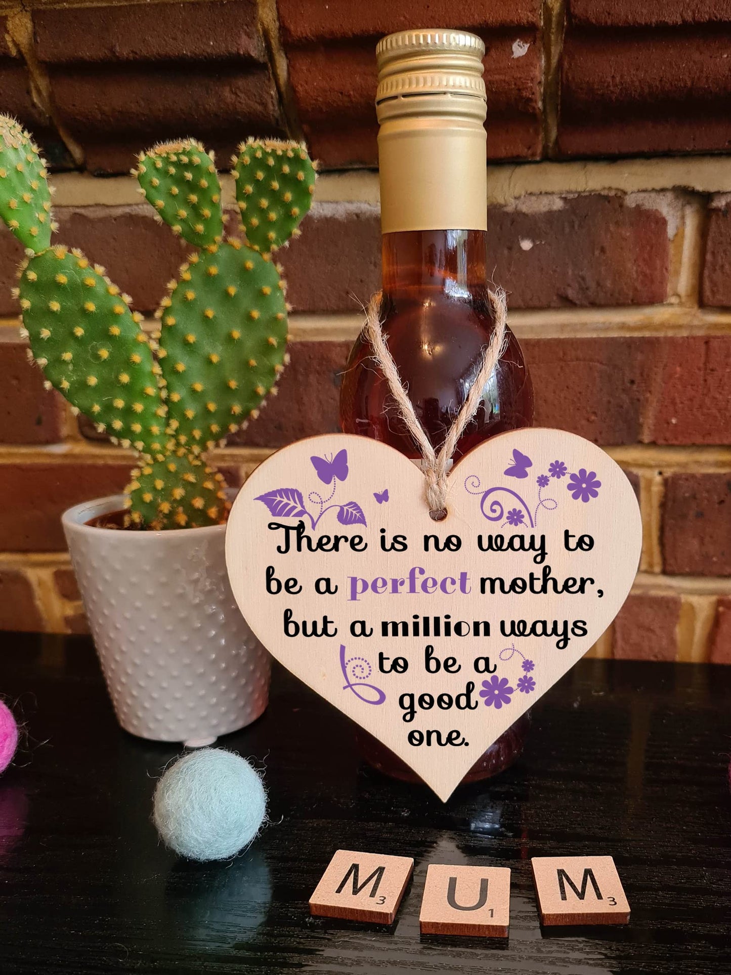 Handmade Wooden Hanging Heart Plaque Gift for Mum Loving Thoughtful Present