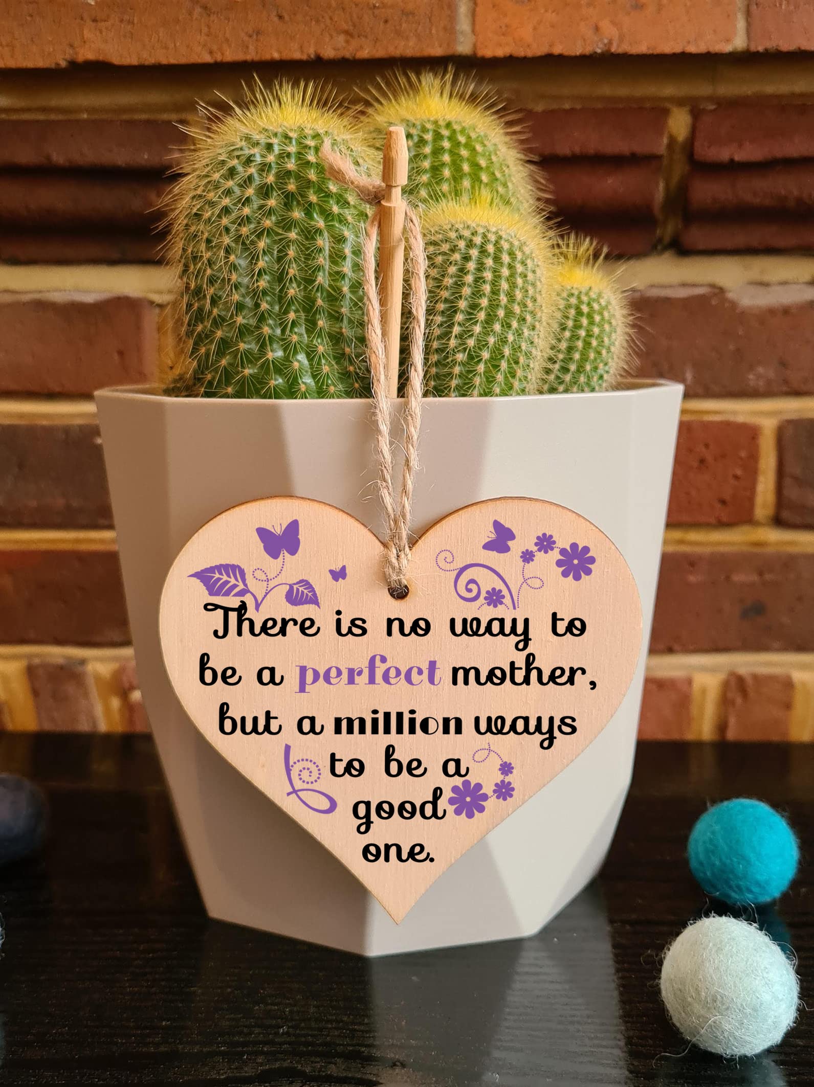 Handmade Wooden Hanging Heart Plaque Gift for Mum Loving Thoughtful Present