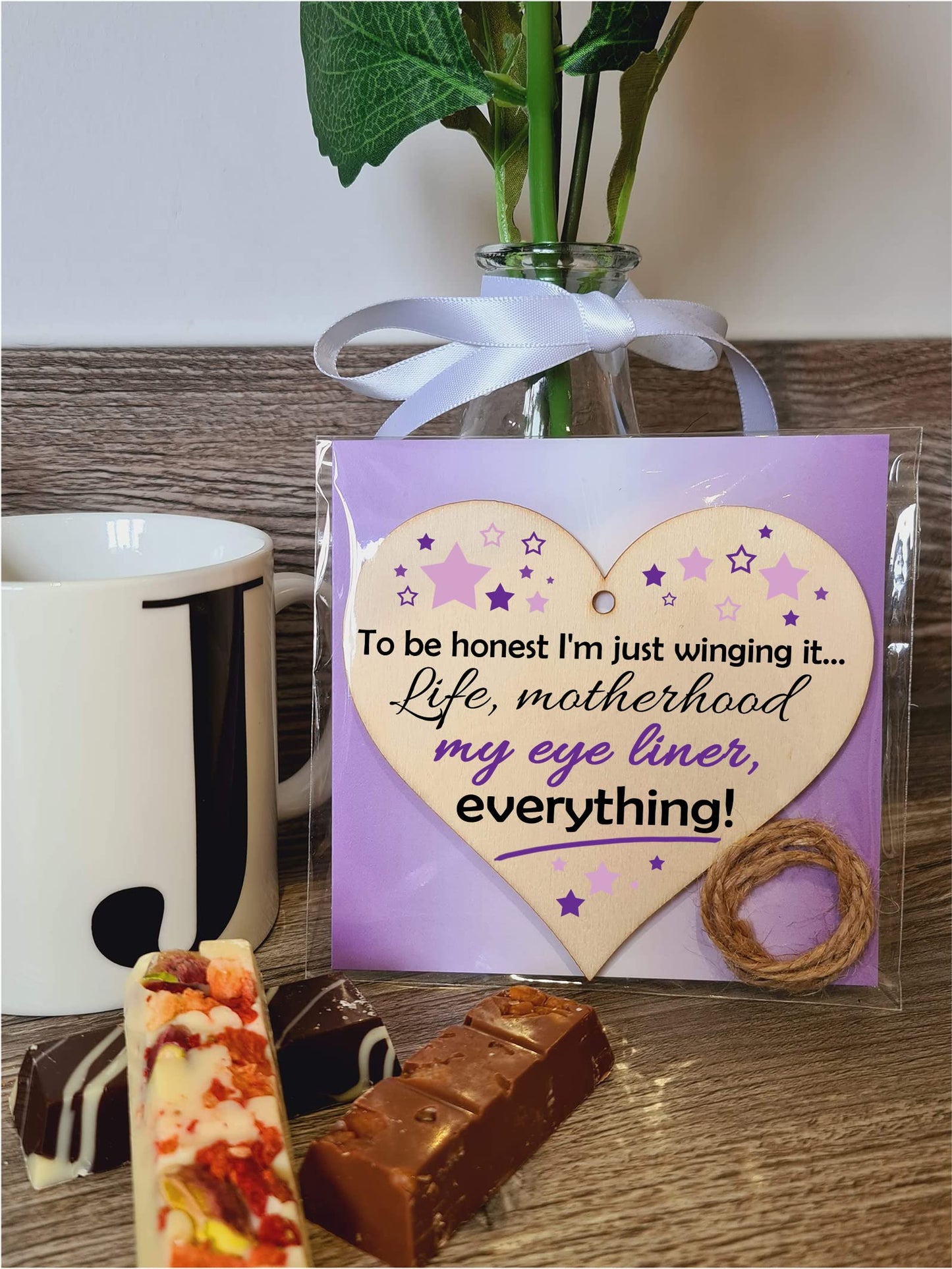 Handmade Wooden Hanging Heart Plaque Gift for Mum Funny Gift about Motherhood