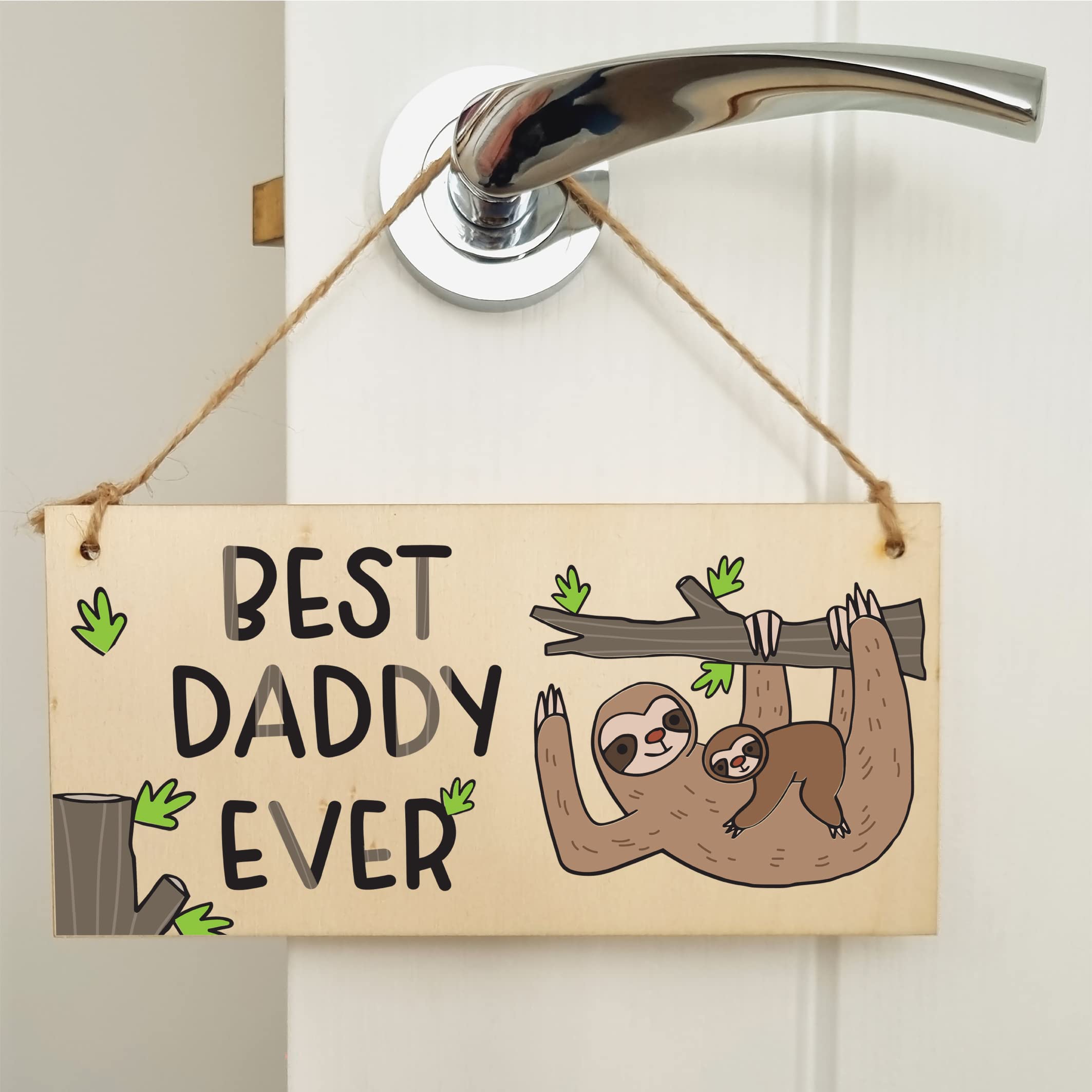 The Plum Penguin Handmade Wooden Hanging Wall Plaque Best Daddy Ever Decorative Sentimental Gift Father's Day Office Man Cave