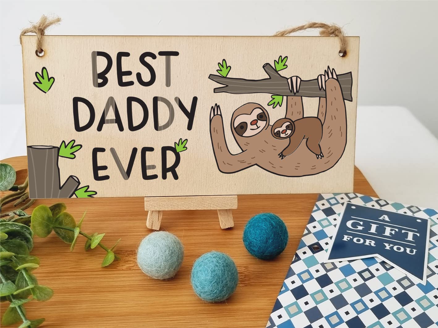 The Plum Penguin Handmade Wooden Hanging Wall Plaque Best Daddy Ever Decorative Sentimental Gift Father's Day Office Man Cave