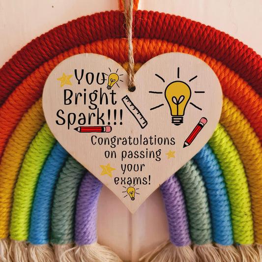 Handmade Wooden Hanging Heart Plaque Gift Well done on Passing Your Exams Congratulations Graduation Keepsake