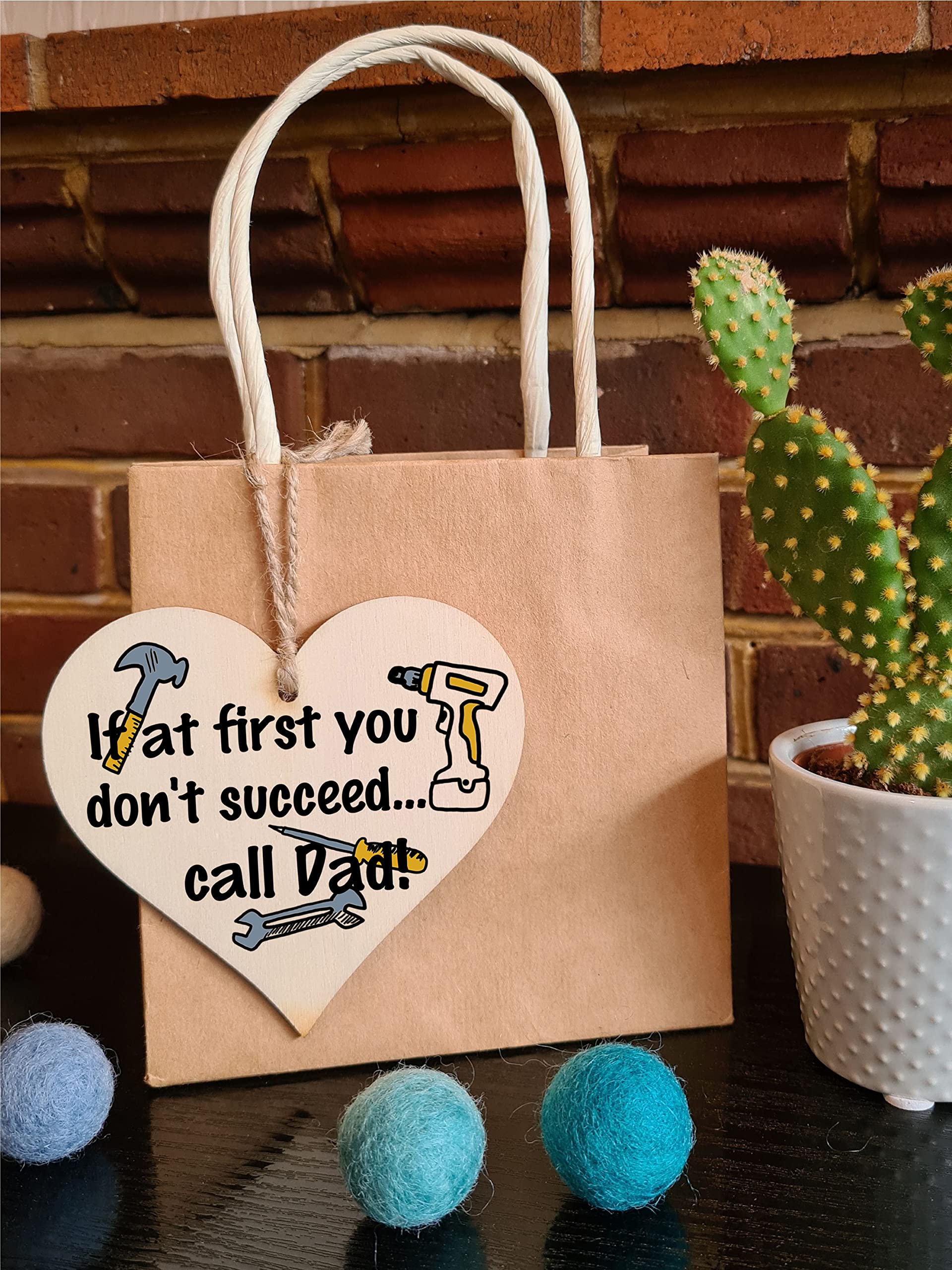 Handmade Wooden Hanging Heart Plaque Gift for Dad this Fathers Day Novelty Fun Keepsake