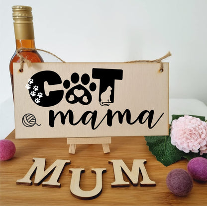 The Plum Penguin Handmade Wooden Hanging Wall Plaque Cat Mama Cute Funny Gift Pet Lover Cat Mum Parent Mother's Day