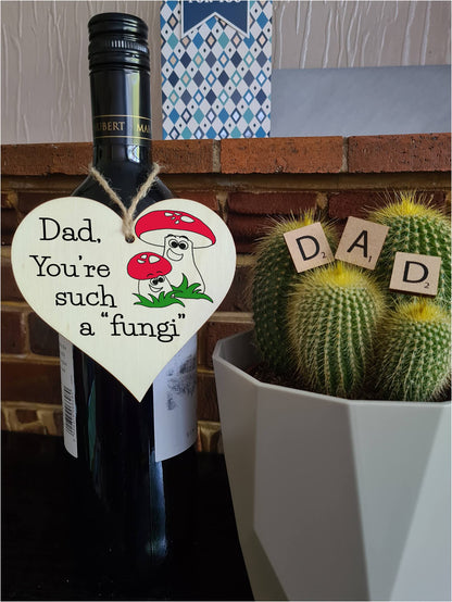 Handmade Wooden Hanging Heart Plaque Gift for Dad this Fathers Day Novelty Fun Keepsake