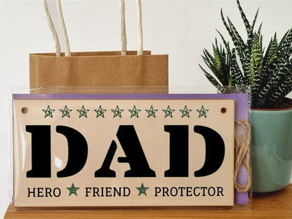 The Plum Penguin Handmade Wooden Hanging Wall Plaque Dad Hero Friend Protector Sentimental Gift Father's Day Office Man Cave