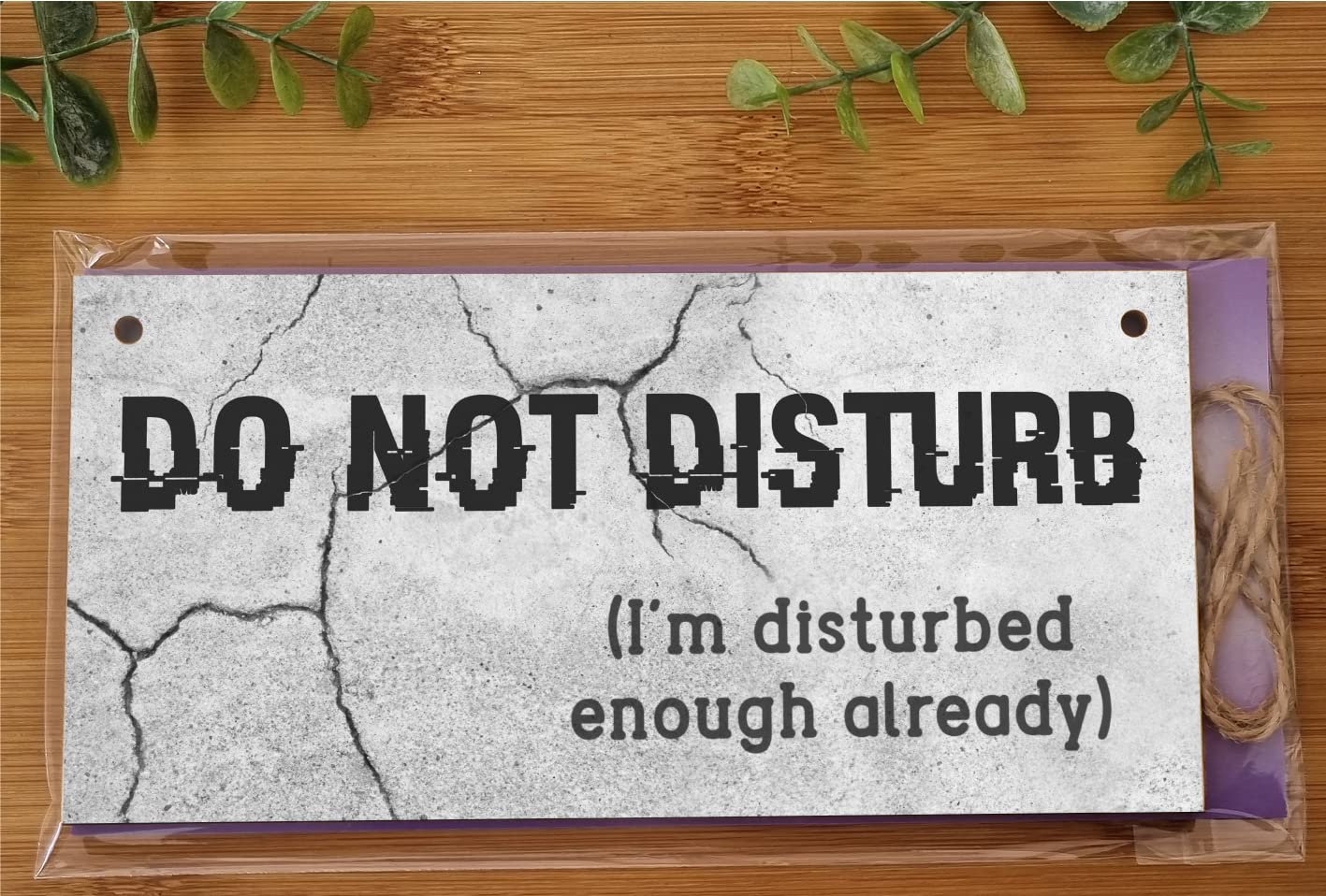 The Plum Penguin Handmade Wooden Hanging Wall Plaque Do Not Disturb Sign I'm Disturbed Already Funny Rude Joke Novelty Gift