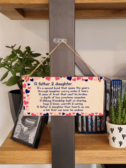 The Plum Penguin Handmade Wooden Hanging Wall Plaque Daddy Daughter Special Bond Hugs Kisses Decorative Sentimental Gift Father's Day