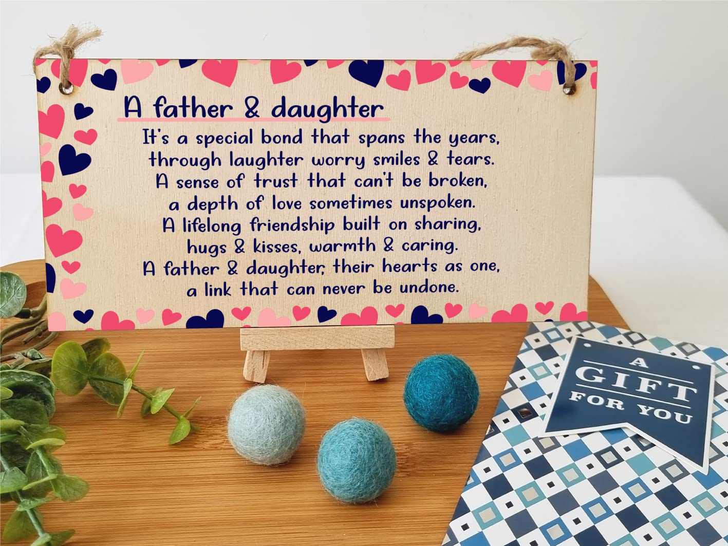 The Plum Penguin Handmade Wooden Hanging Wall Plaque Daddy Daughter Special Bond Hugs Kisses Decorative Sentimental Gift Father's Day