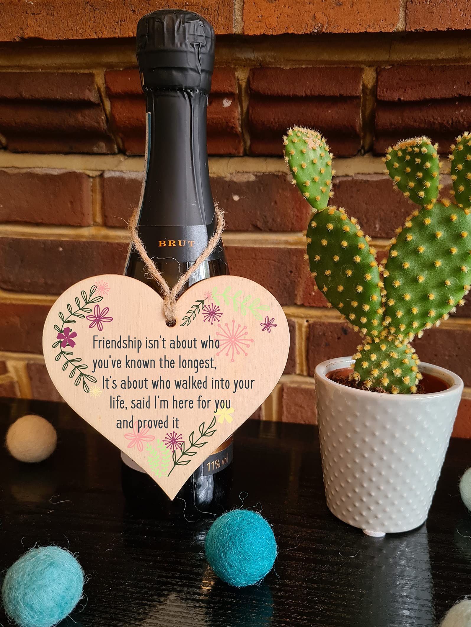 The Plum Penguin Handmade Wooden Hanging Heart Plaque Gift Friend Here To Stay Friendship Wall Hanger Colleague Present Card Alternative