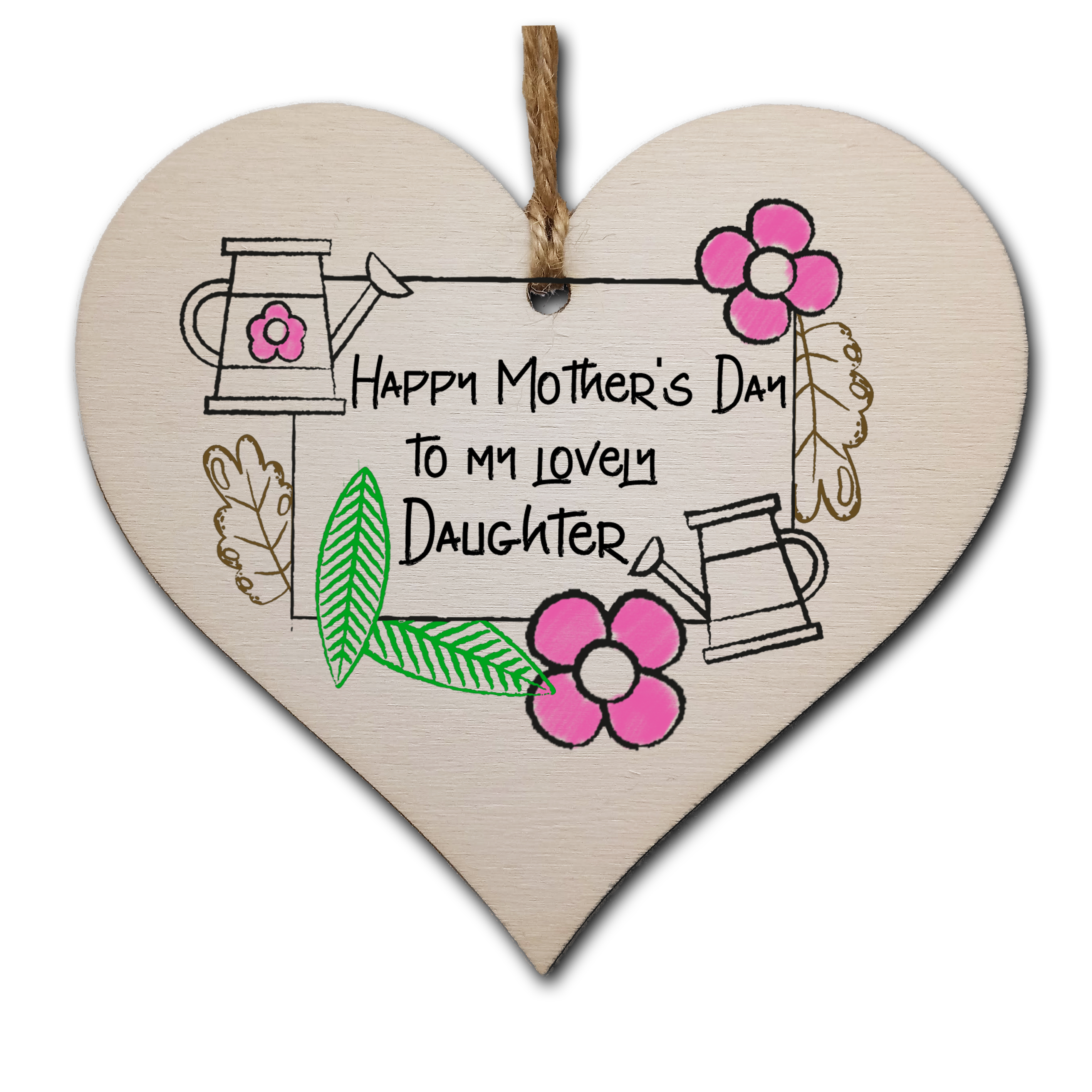 Handmade Wooden Hanging Heart Plaque Mother's Day Gift perfect for lovely Daughters special keepsake card alternative gardening flowers wall hanger for special daughter
