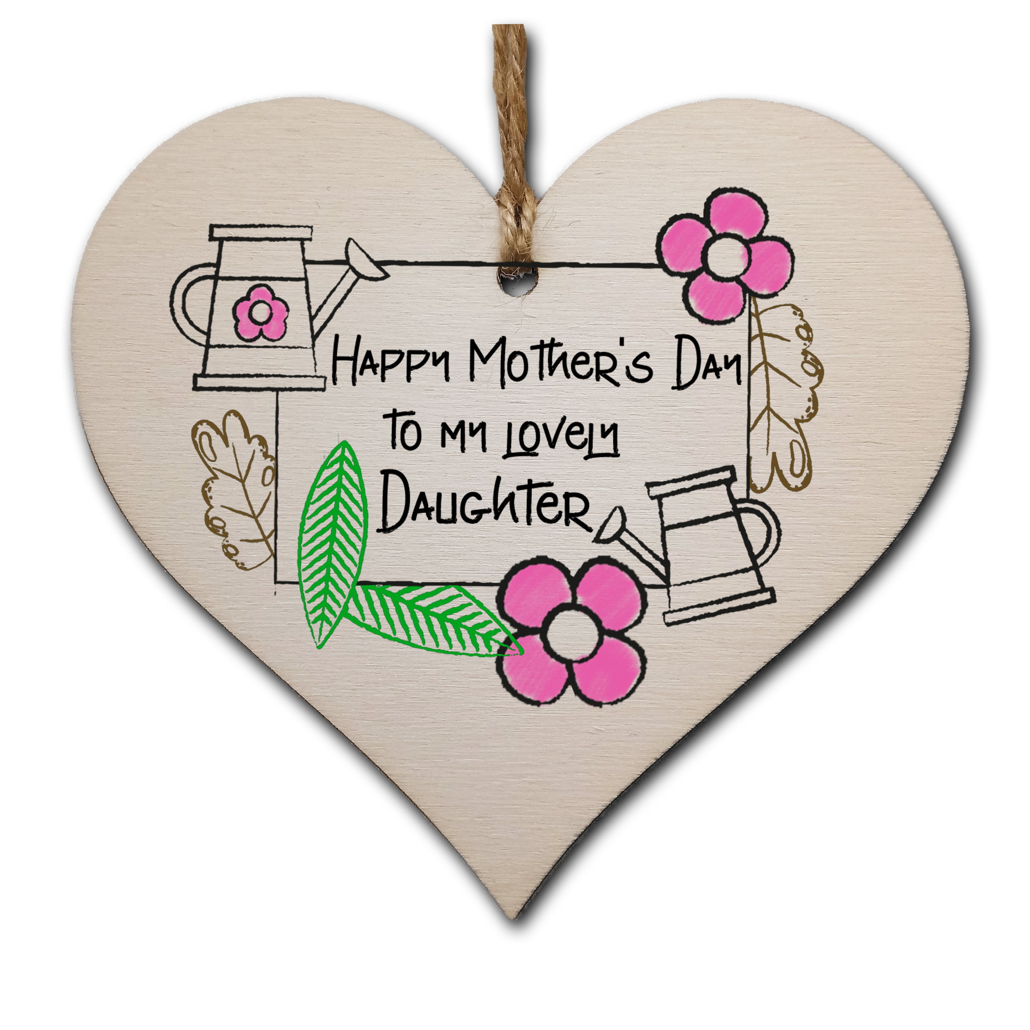 Handmade Wooden Hanging Heart Plaque Mother's Day Gift perfect for lovely Daughters special keepsake card alternative gardening flowers wall hanger for special daughter