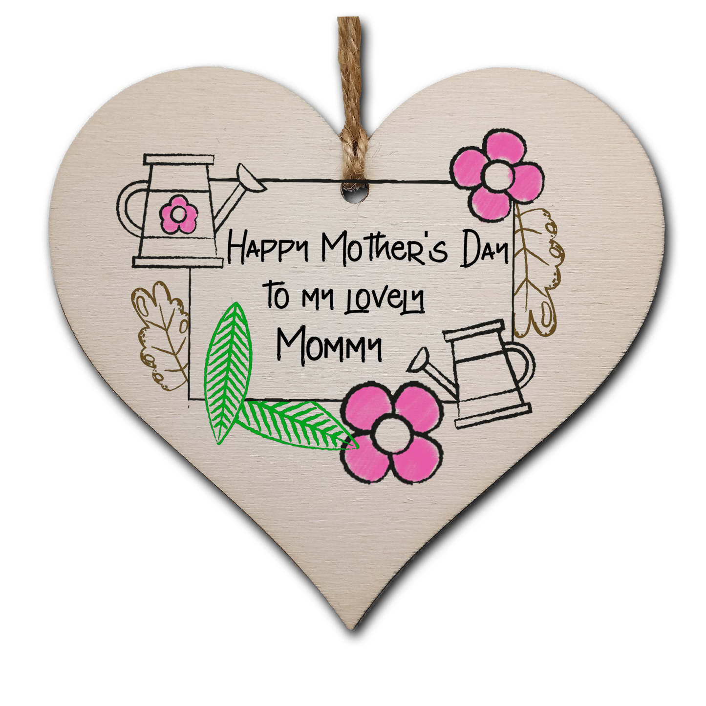 Handmade Wooden Hanging Heart Plaque Mother's Day Gift perfect for lovely Mommys special keepsake card alternative from children gardening flowers wall hanger for special parent