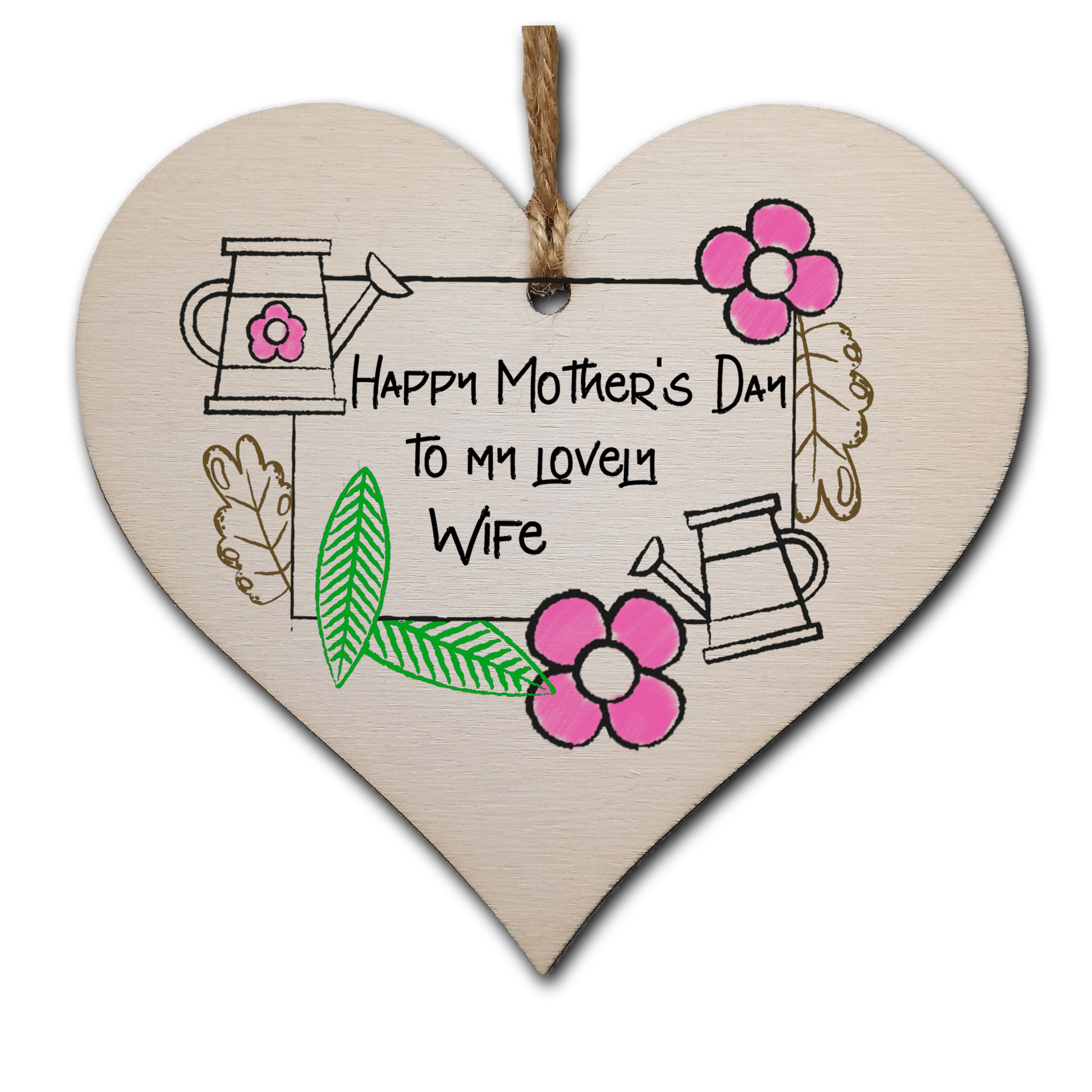 Handmade Wooden Hanging Heart Plaque Mother's Day Gift perfect for lovely Wifes special keepsake card alternative gardening flowers wall hanger for special wife