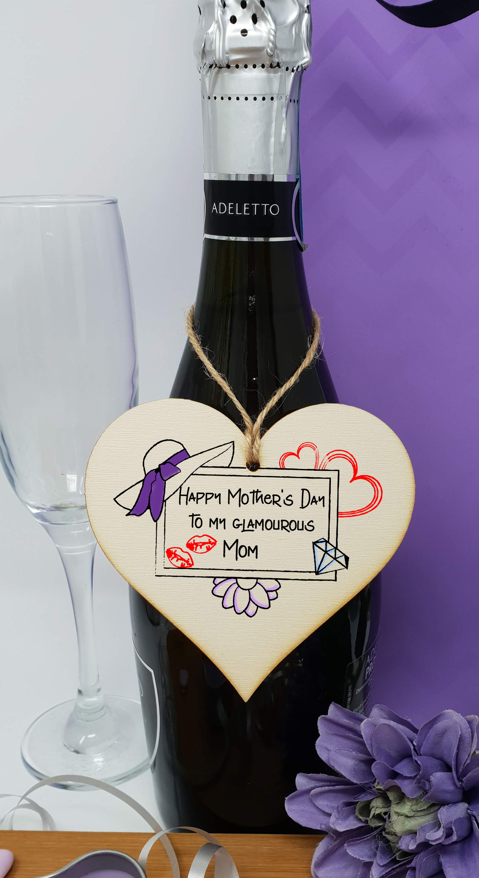 Handmade Wooden Hanging Heart Plaque Mother's Day Gift perfect for glamourous stylish Moms special keepsake card alternative from children wall hanger for special parent