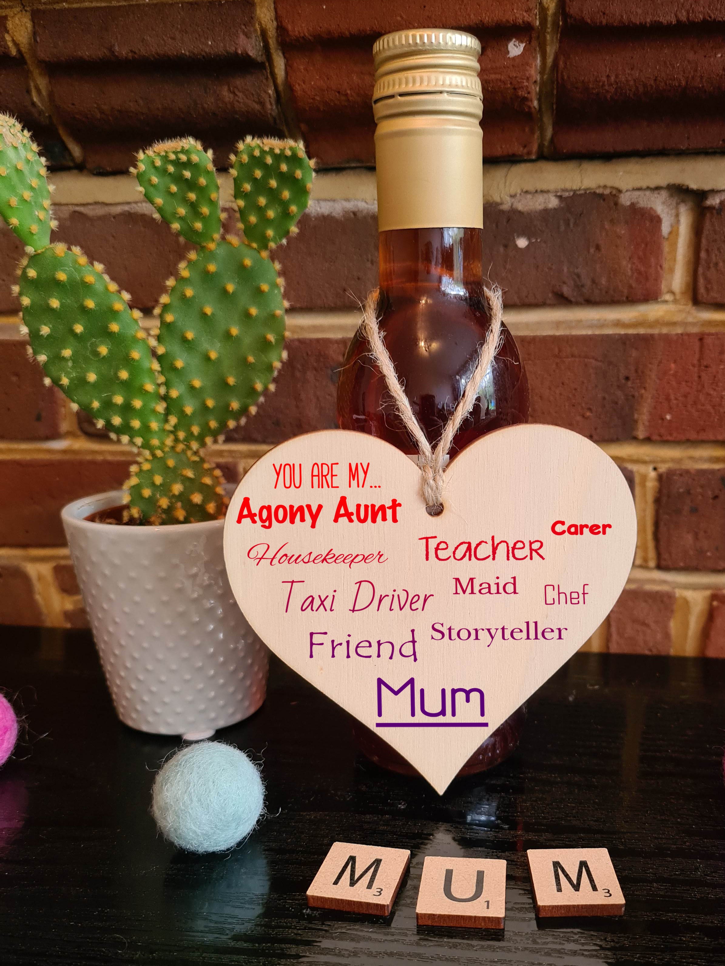 Handmade Wooden Hanging Heart Plaque Mother's Day Gift perfect for Mum fun inspirational keepsake Mum you are Friend Teacher Taxi Driver wall hanger card alternative from daughter son kids