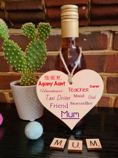 Handmade Wooden Hanging Heart Plaque Mother's Day Gift perfect for Mum fun inspirational keepsake Mum you are Friend Teacher Taxi Driver wall hanger card alternative from daughter son kids