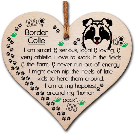 Handmade Wooden Hanging Heart Plaque Gift Perfect for Dog Lovers Pet Keepsake Novelty Decoration