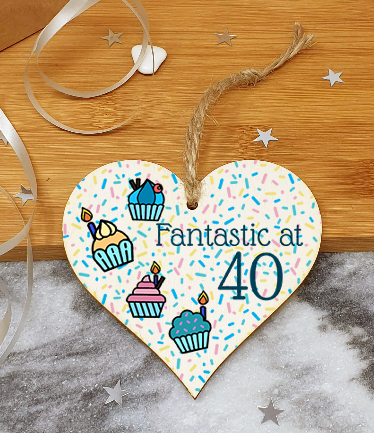 Handmade Wooden Hanging Heart Plaque Gift Fantastic At Forty Birthday Card Alternative Wall Hanger Bottle Decoration Life Begins
