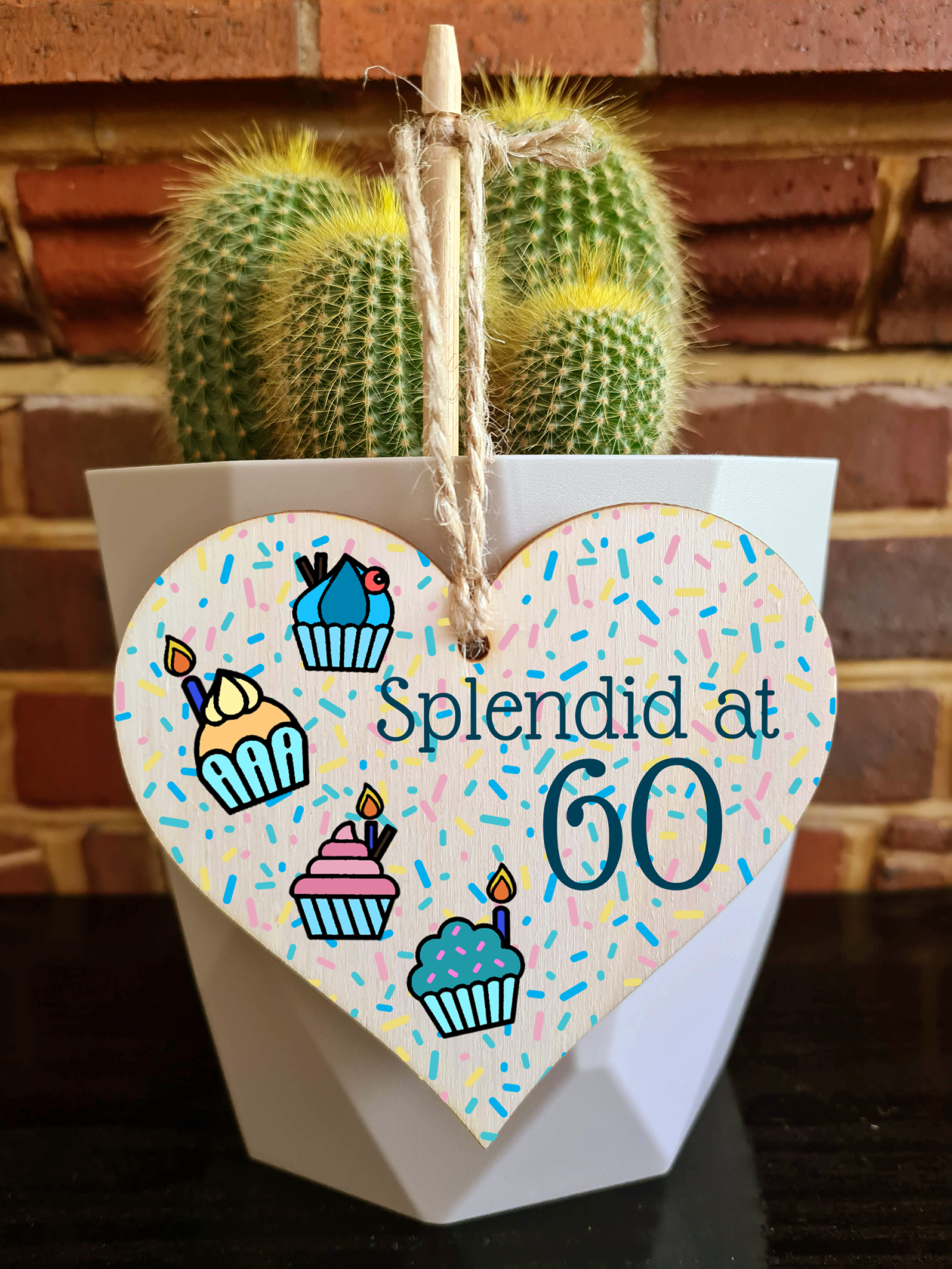 Handmade Wooden Hanging Heart Plaque Gift Spendid at Sixty Birthday Card Alternative Wall Hanger Bottle Decoration Life Begins