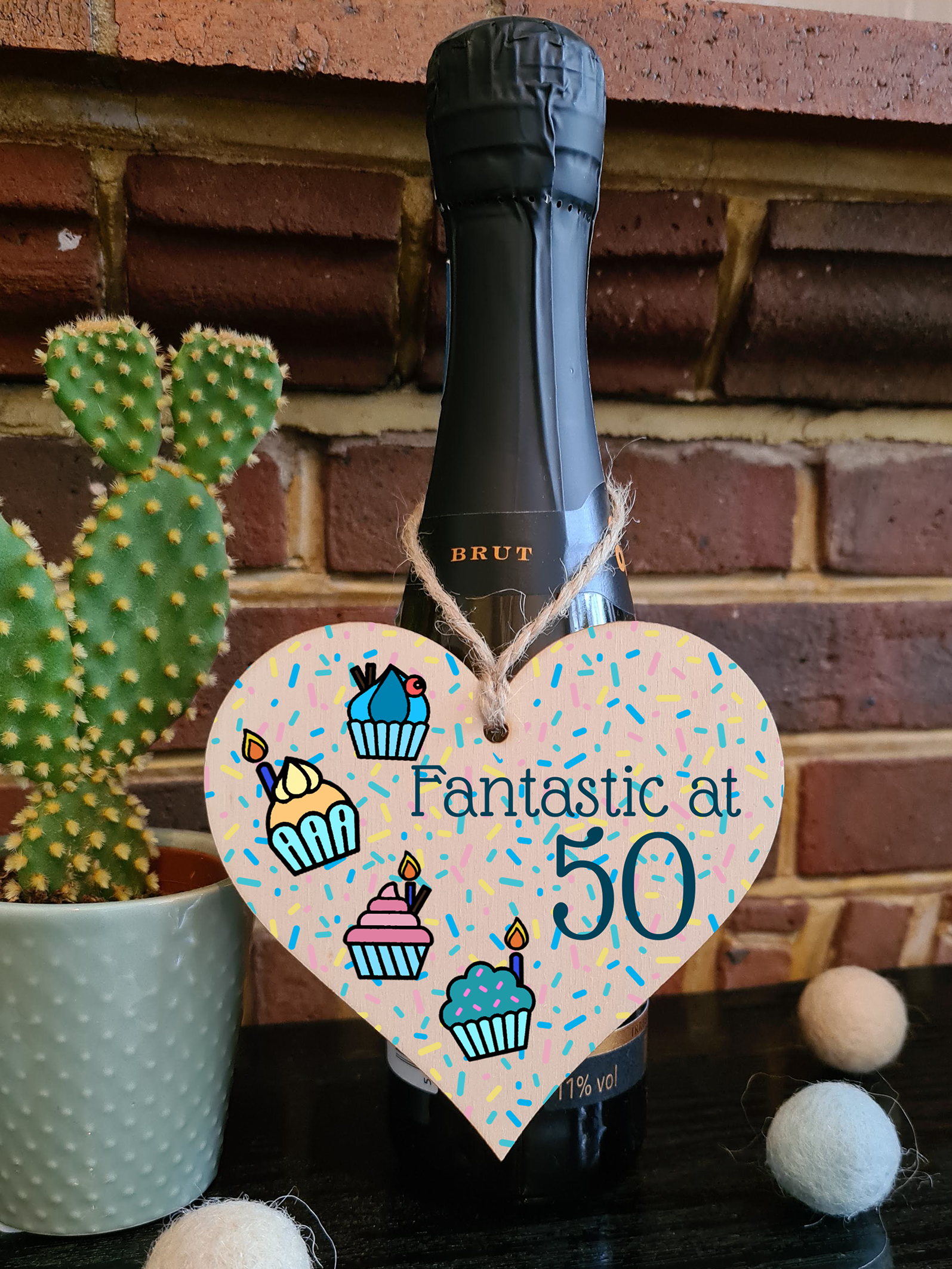 Handmade Wooden Hanging Heart Plaque Gift Fantastic At Fifty Birthday Card Alternative Wall Hanger Bottle Decoration Never Too Old
