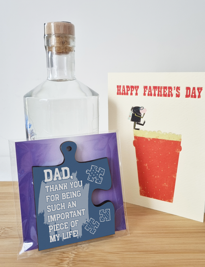 Dad Gift Thank You Important Piece of my Life Jigsaw Puzzle Shaped Decorative Hanging Plaque Sign Father's Day Present