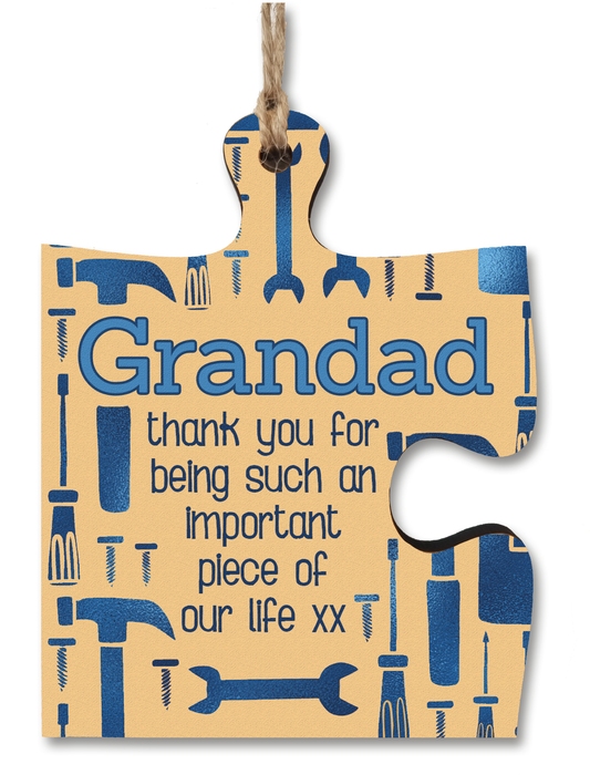Grandad Gift Thank You Important Piece of my Life Jigsaw Puzzle Shaped Decorative Hanging Plaque Sign Father's Day Present