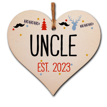 Handmade Christmas Hanging Wooden Heart Plaque Decoration Gift perfect uncles godparents newborns 2022